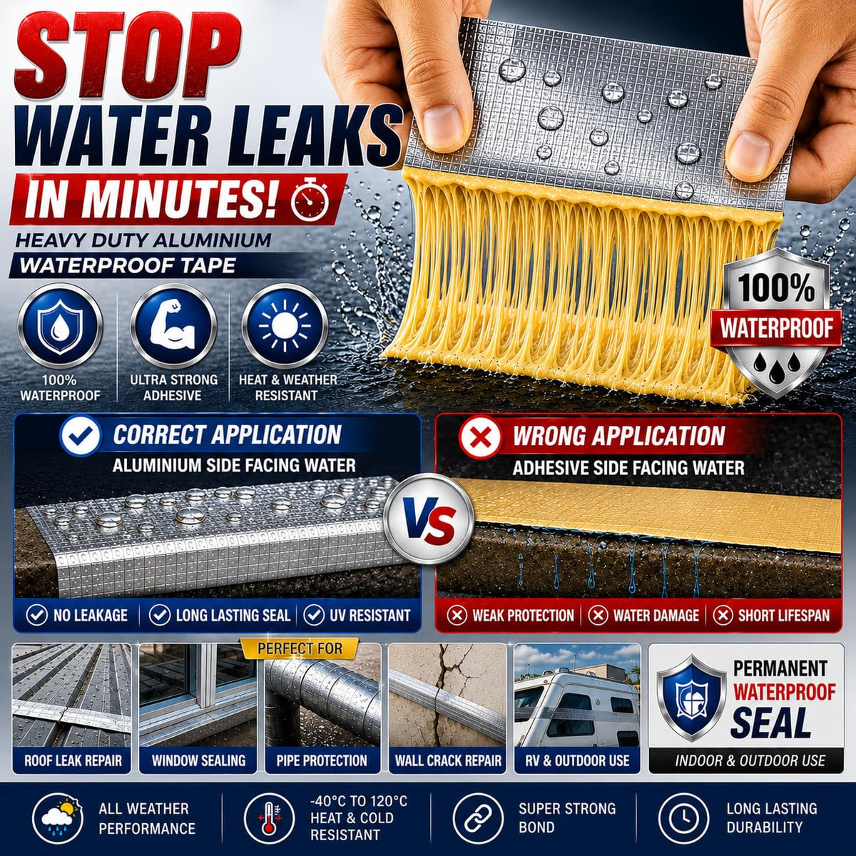 SealPro Aluminium Repair Tape – Waterproof Leak & Crack Seal